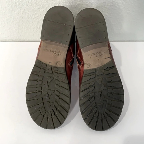 Dromedaris Women's Kara Combat Red Leather + Suede Lace-up Comfort Inside Zip - Picture 8 of 13